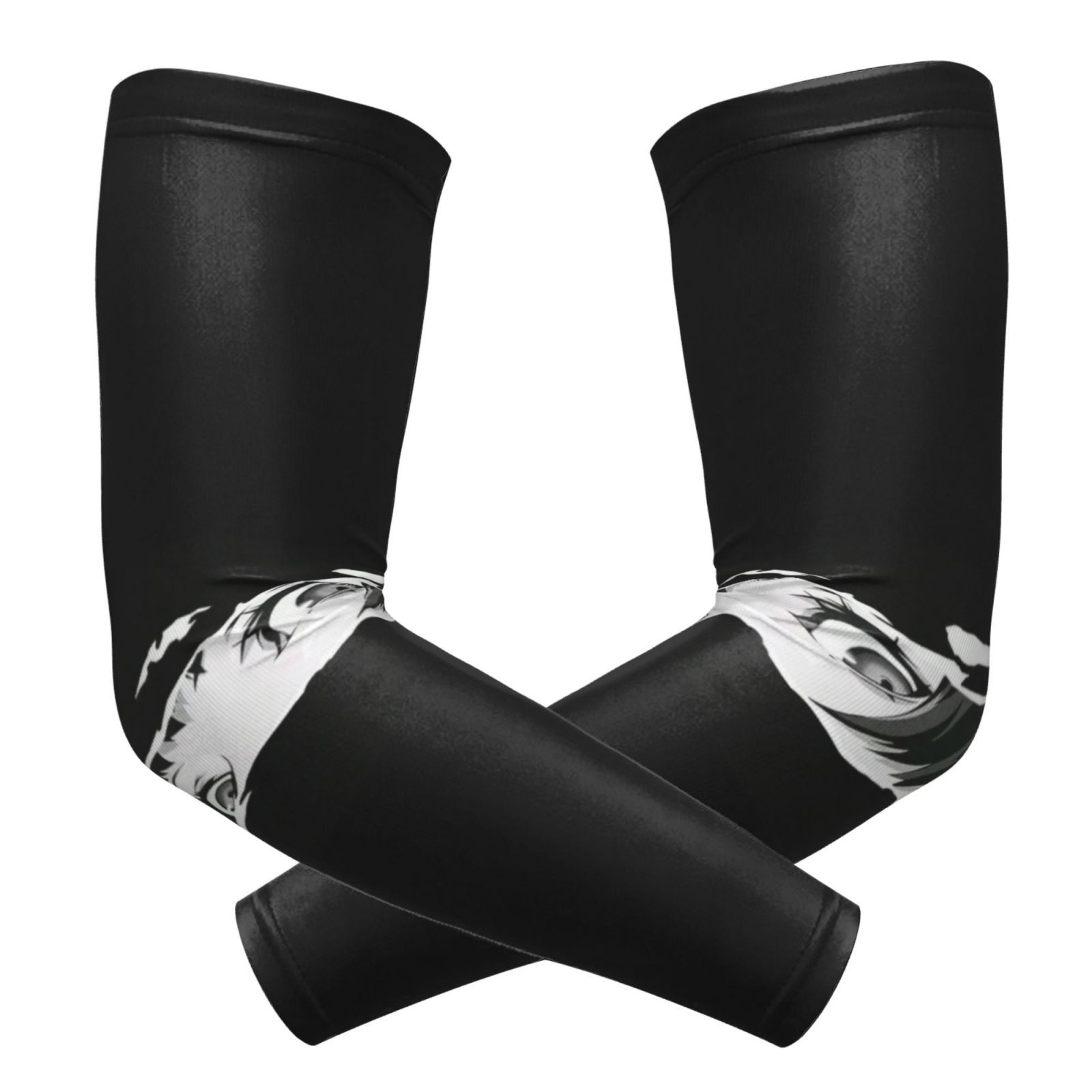 TEMU A Pair Of Trendy Tight-fitting Arm Sleeves With A Cool , Featuring Black And White Eye Patterns For A Unique And Look