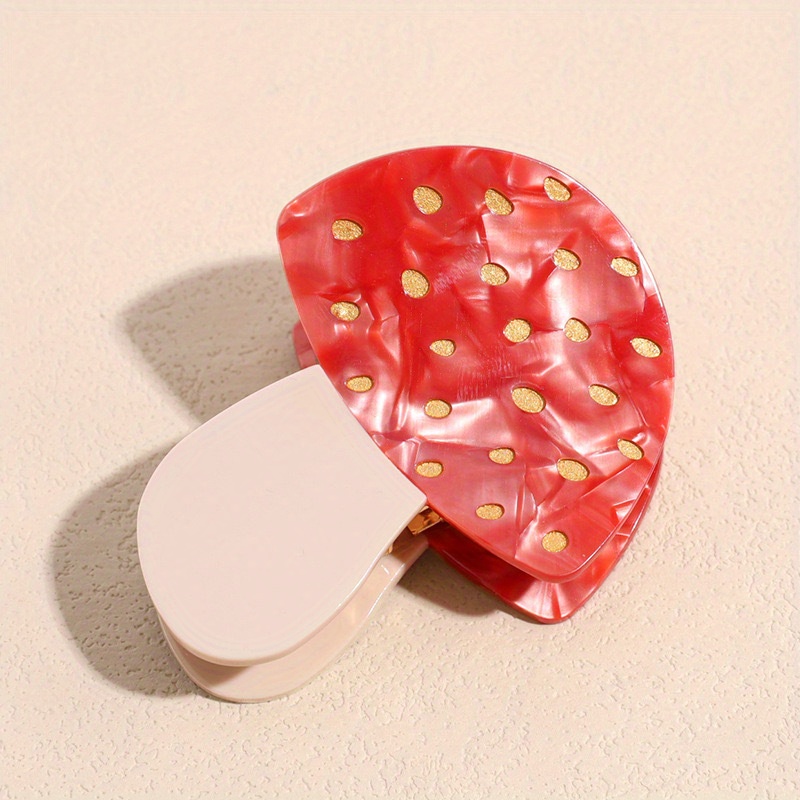 TEMU Creative Cute Mushroom Acetic Acid Shark Clip Back Of Plate Hair Clip Fashion Headdress Hair Accessories Ms. Daily Casual Versatile Hairstyle Accessories Teenage Accessories Korean Sweet Clips