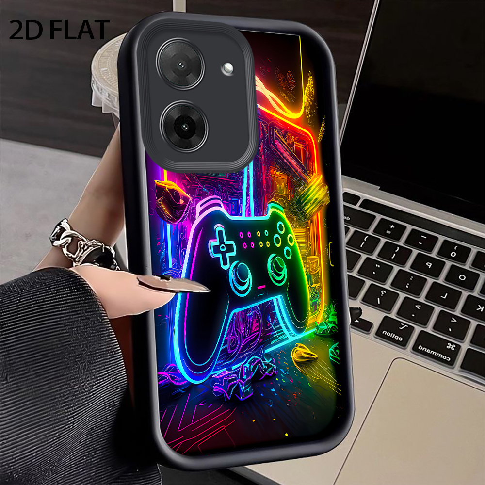 TEMU Phone Case: 2d Flat Neon Gaming Controller Pattern Phone Case For Moto E13 E22 E22i E30 E32 E32s E40 G04 G05 G13 G14 G15 G22 G23 G24 G30 G34 G32