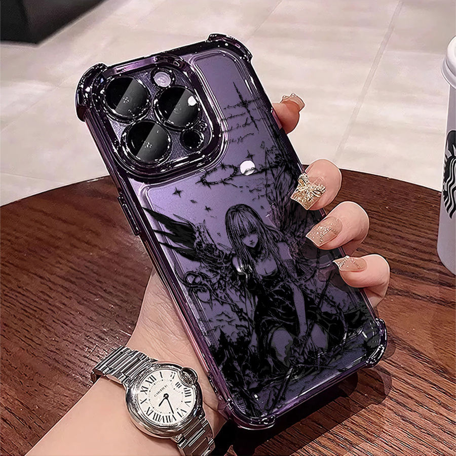 Phone Case: Phone Case - 1 Dark Gothic Art Phone Case Compatible With Iphone 11 12 13 Xs X Xs Max Shockproof Transparent Shell Vintage Be Or Yourself