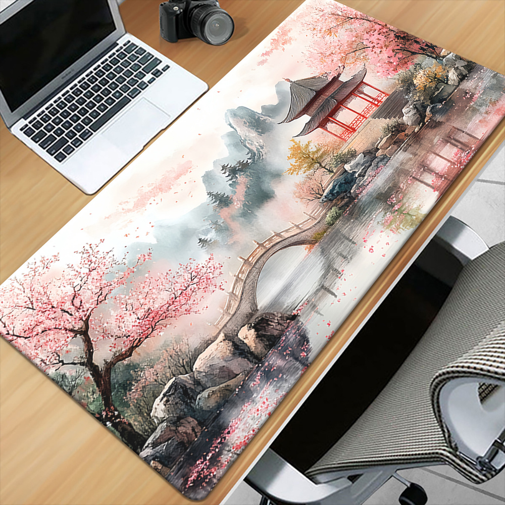 TEMU 1pc Shanshui Hd Printed Pad For Desk, Multi Functional Xxl Mousepad, Keyboard Gaming Mouse Mats, Office Computer Desk Mat.gifts For