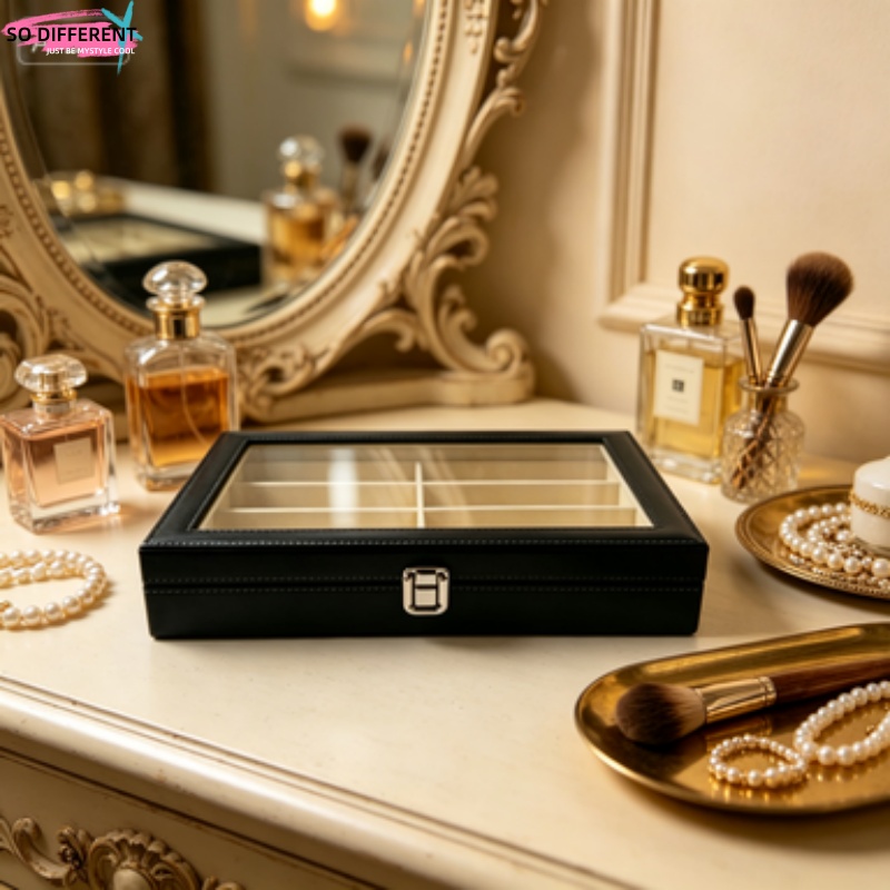TEMU Light Luxury Texture Pu Glasses Storage Case, 8 Slot Large Capacity Fashion Glasses Display Box, Eyewear Holder For