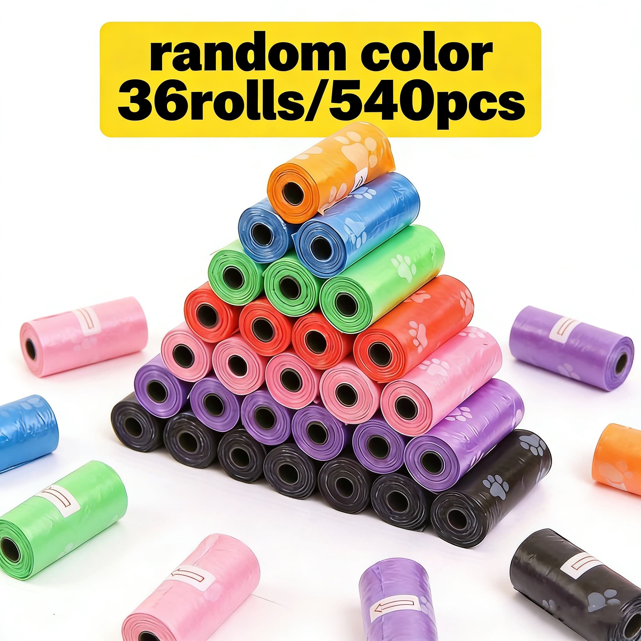 TEMU 36 Rolls/540pcs Thickened Pet Poop Bags (random Colors) - Leak-proof And Odor-resistant, Portable Disposable Poop Bags With Cute , Easy To Tear