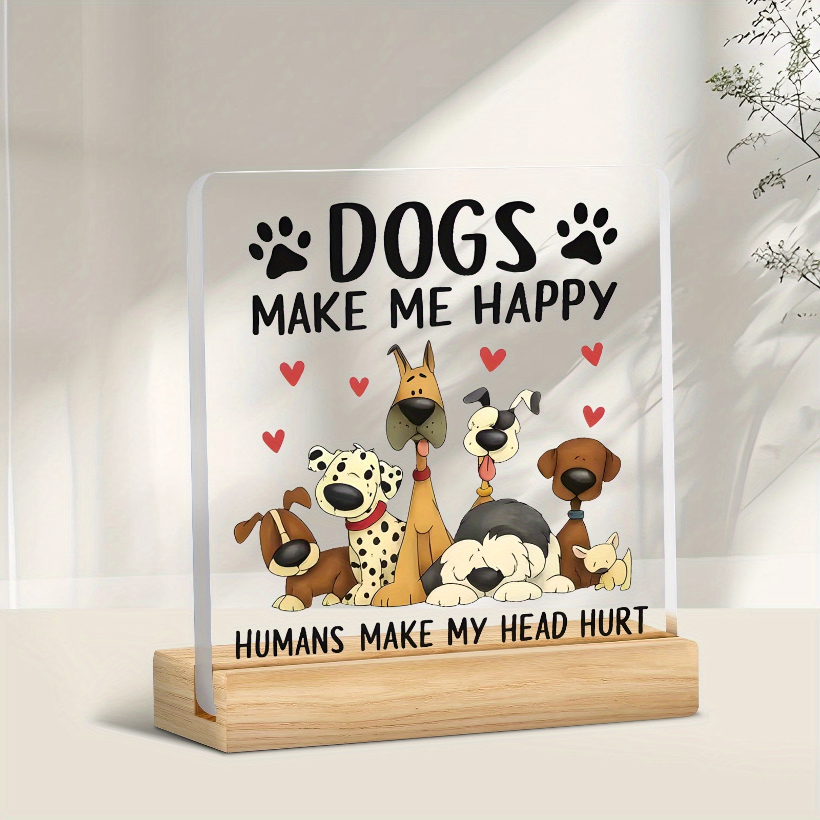 TEMU 2d Flat - [2d Flat] Acrylic Tabletop Decoration Suitable For All , Featuring A Dog Theme With The Motto '', Humorous Contrasting Slogans, And A