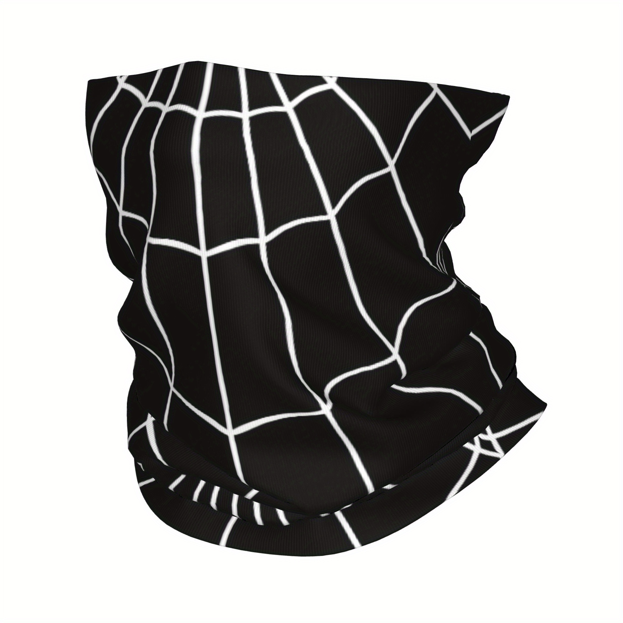 TEMU Spider Web Pattern Black Scarf Neckerchief Neck Face Mask - Breathable Stretchy Moisture-wicking Fabric, Unisex For Outdoor Sports Cycling