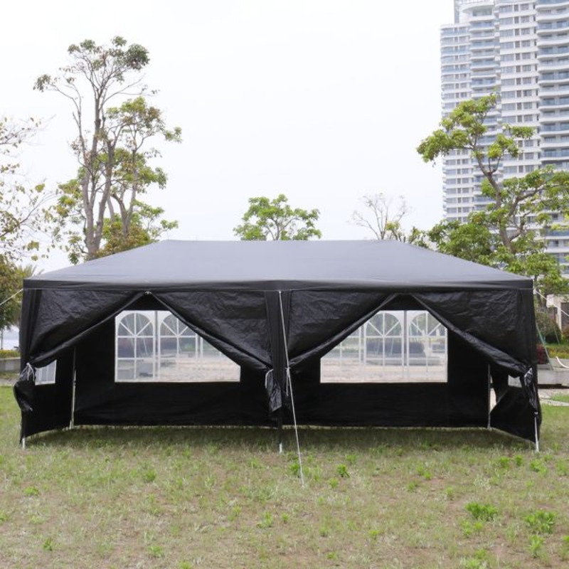 10'x20' Outdoor Party Tent with 6 Removable Sidewalls - Heavy-Duty Canopy Gazebo, High Quality Event Tent with Easy Setup, for Weddings, Parties, Markets, Markets - Black, Tents for Outside Party, Wedding Shelter, Sturdy Rope Support, Reinforced Frame, Market Vendors, Patio Shelter, Durable Construction, Weatherresistant Material, Market Stall Owners