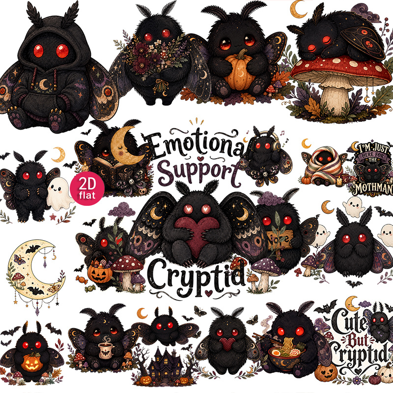 TEMU 2d Flat 20pcs Stickers, Cute Gothic Spooky Decorative Decals, Dark Aesthetic Stickers For Journal, , Notebook, , Diaries, Photo Albums, Diy