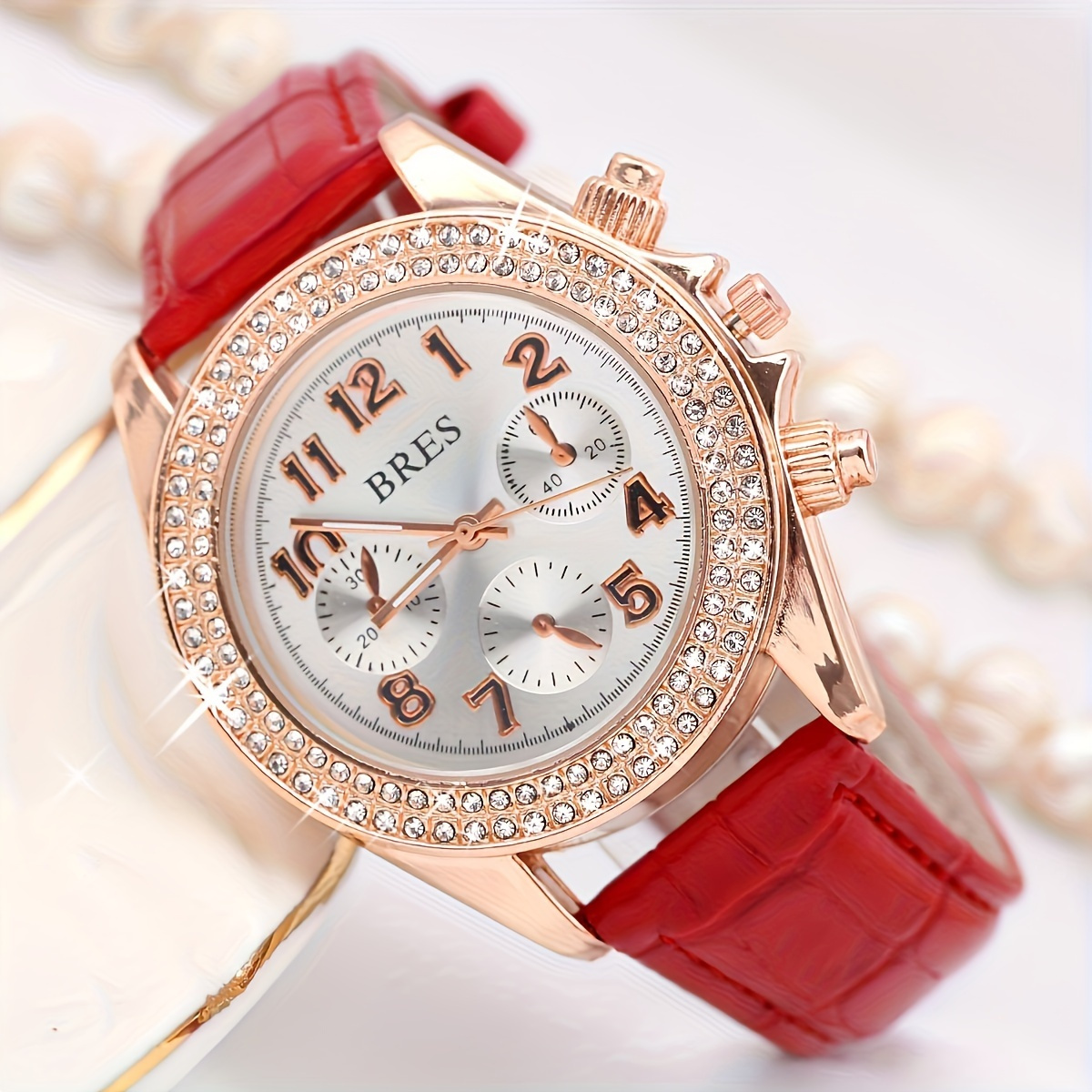 TEMU Belt, Belt, Ladies Watch, Shiny Rhinestones, Colorful Exquisite Ladies Watch 1 Pack