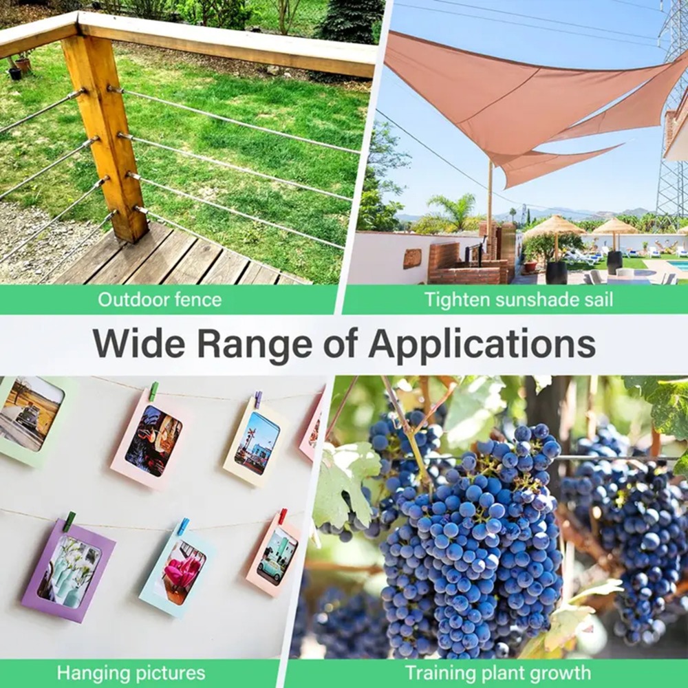 30m Wire Rope, , Heavy Duty And Rustproof, Ideal For Tent Ropes, Clotheslines, Climbing Plant Supports, Fences, Chandelier Hanging And More Indoor And Outdoor Uses