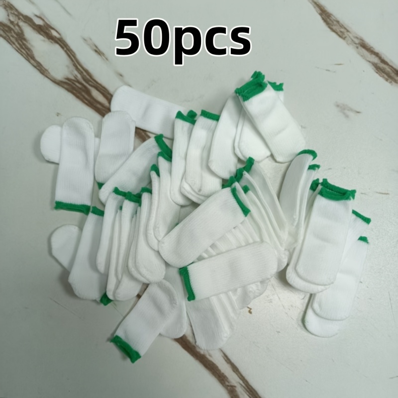 TEMU 50pcs Of Nylon Finger Cots, Fingertip Protection Covers To Prevent Finger Abrasion, Breathable And Wear-resistant Industrial Protective Finger
