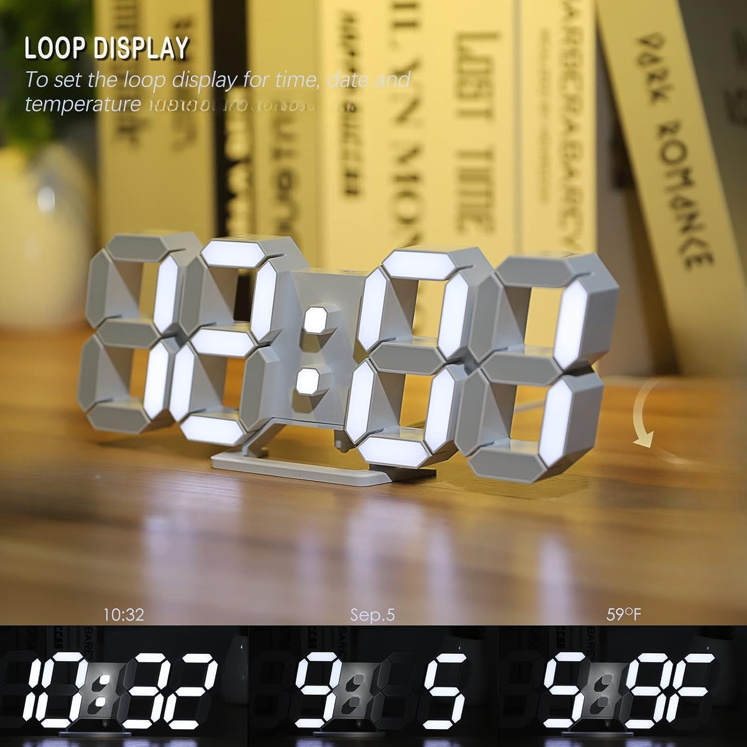 TEMU Wall Clock 9.5' 3d Led Digital Clock For Bedroom, Large Digital Wall Clock For Living Room Decor, Modern Aesthetic Led Clock