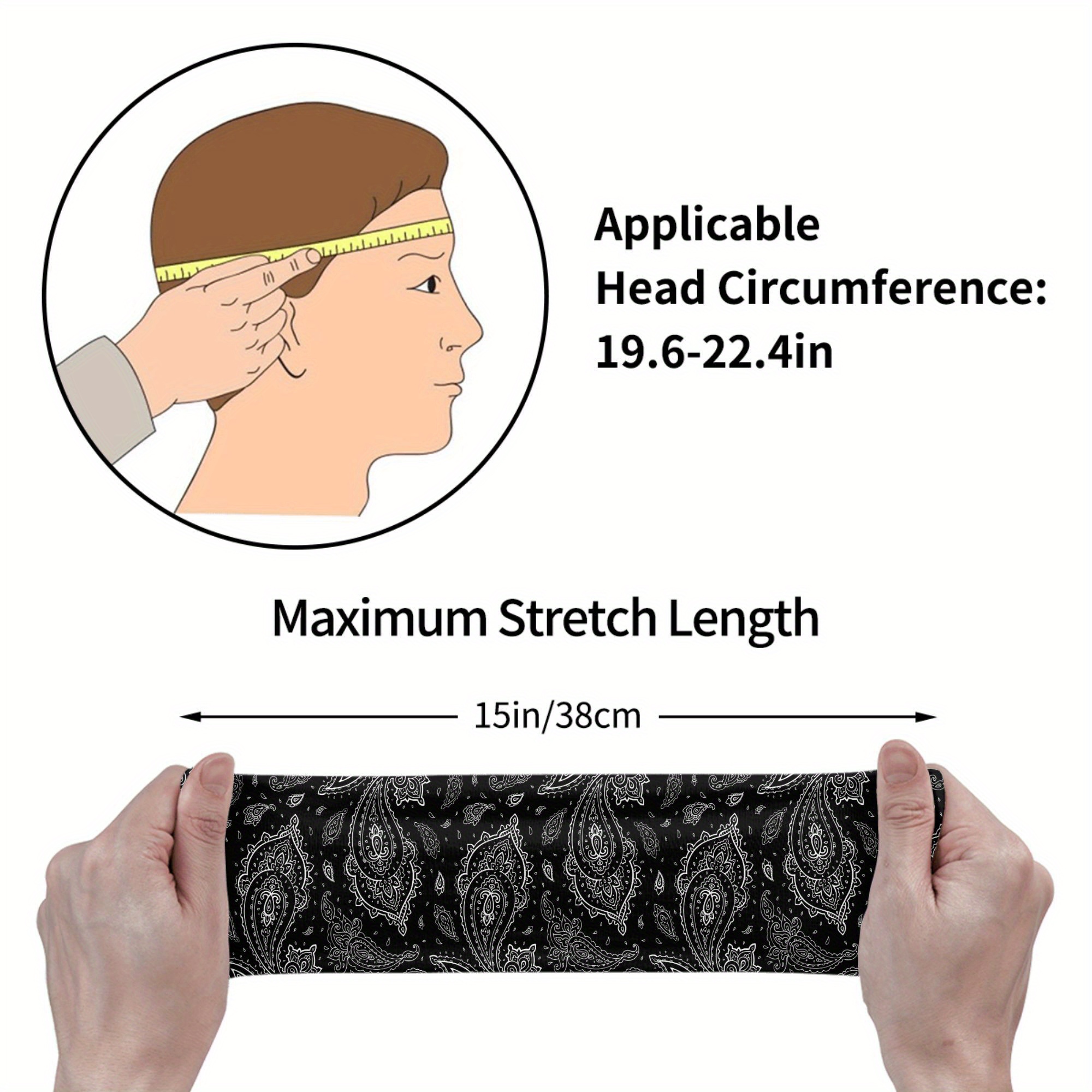 Unisex Paisley Sports Headband Sweat Wicking Stretchy Polyester Floral Patterns