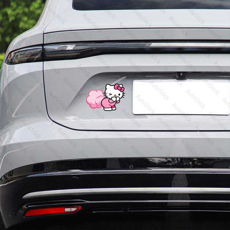 TEMU For Hello Kitty Decal - Cute Cartoon Sticker With Pink Bow & Heart Eyes, Waterproof & Scratch-resistant Vinyl Decal For Cars, Trucks, Bumpers