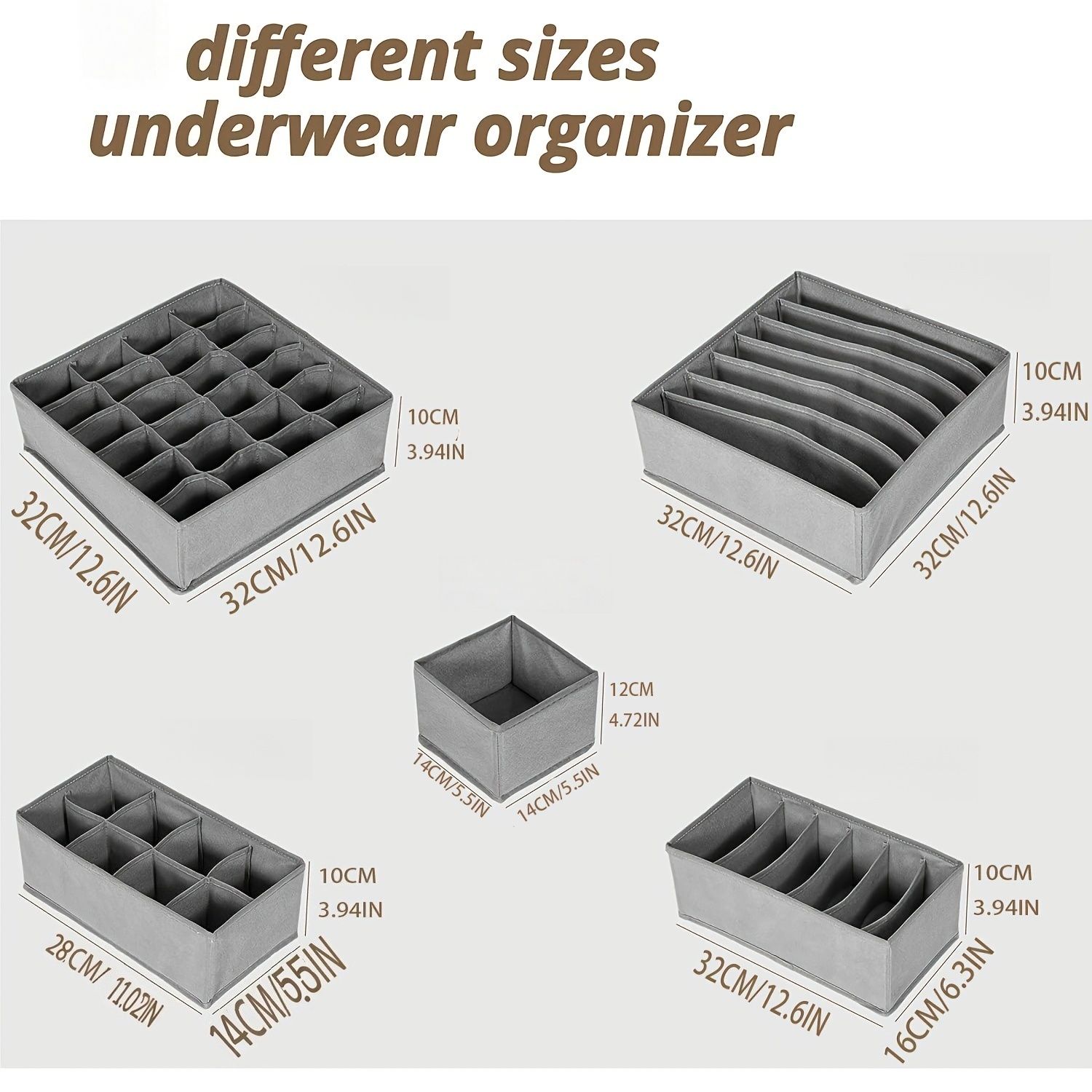 16pcs Multi-Compartment Fabric Drawer Organizer Set
