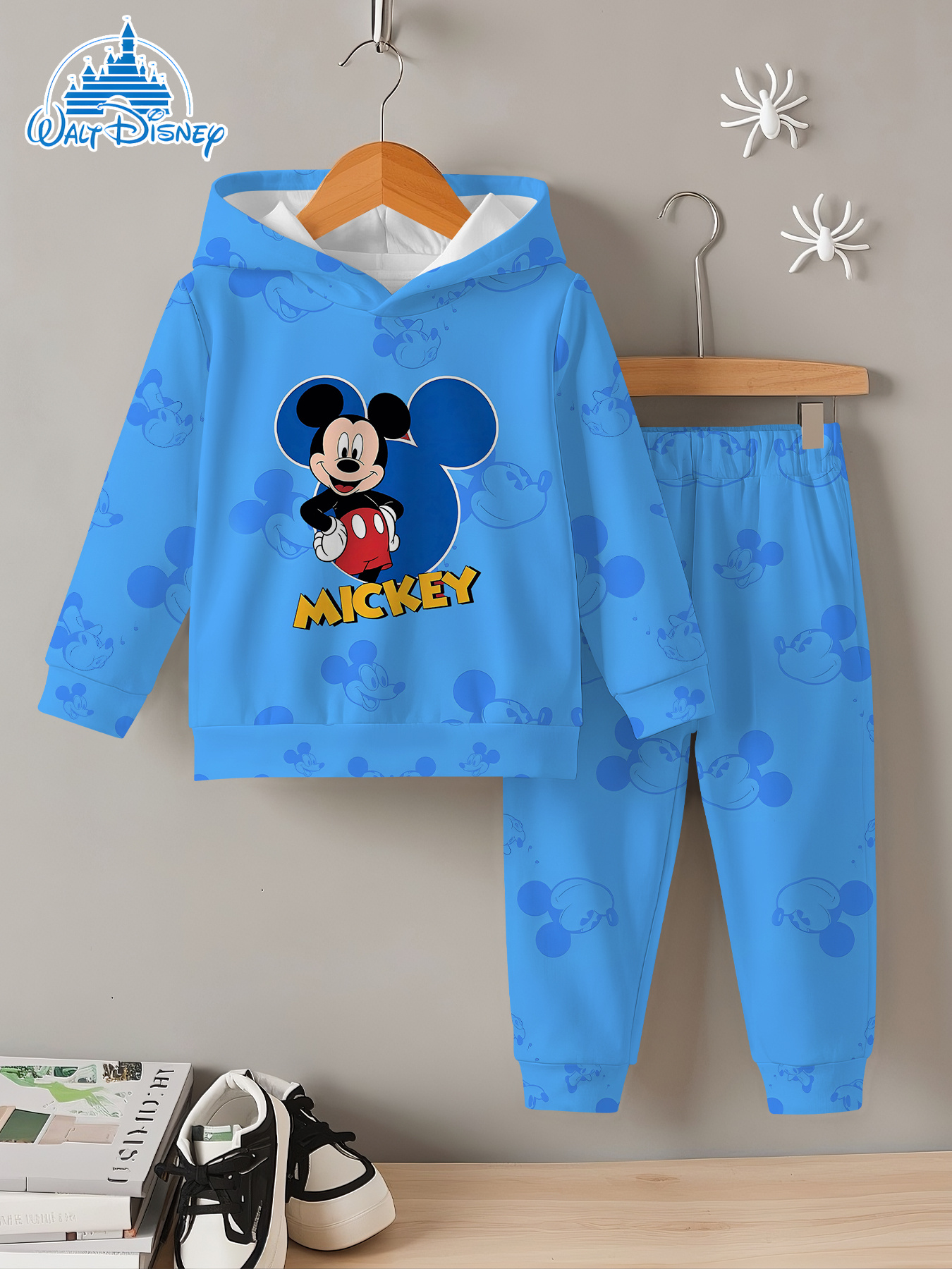 2-delige kinderset met Disney Mickey Classic beeld-thema 3D-printdesign, lange mouwen hoodie en joggingbroek set, een cadeau voor kinderen. Gemaakt van comfortabel materiaal, geschikt voor herfst en winter, casual sportkleding set, perfect voor buiten