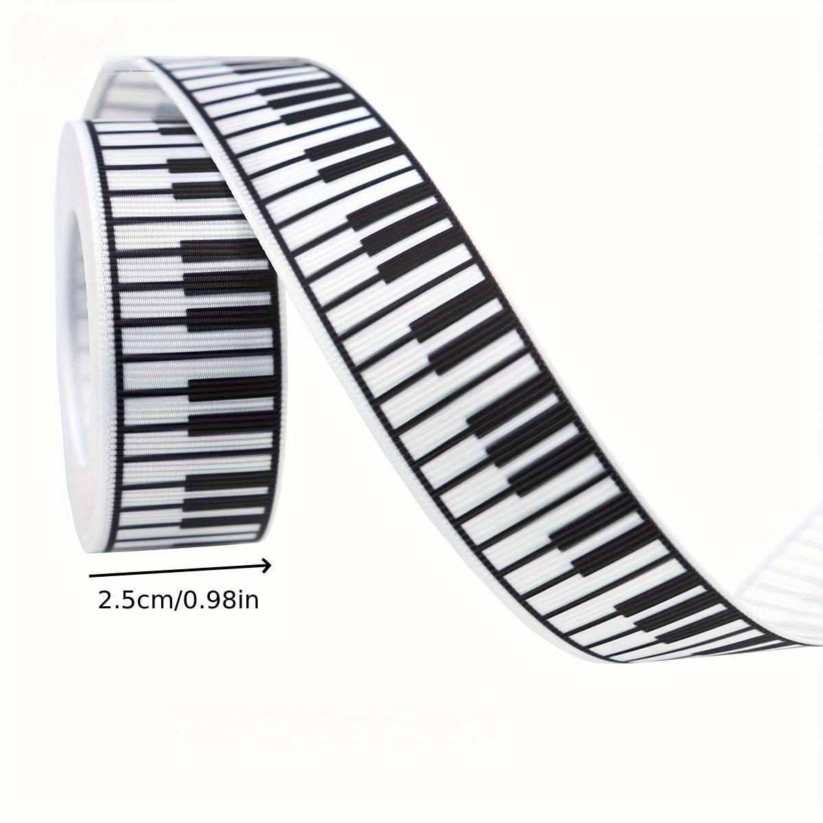 Image of 5 Yards/roll 1/1.6/2.5/3.8cm Wide Black And White Piano Ribbon Grosgrain Ribbon Printed Music Craft Satin Ribbon Webbing Gift Packaging Bow Party Ribbon