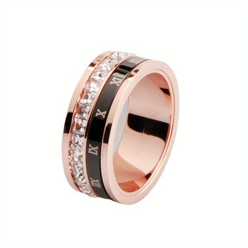 rotatable modern minimalist titanium stainless steel ring with   - spinning bezel setting, unisex couple s matching band, durable tarnish-resistant jewelry for casual attire & special occasions, affordable luxury index finger ring for  , fashion statement, contemporary design, sleek band,   plating, precision setting, statement piece,  , couples accessory Product details 4