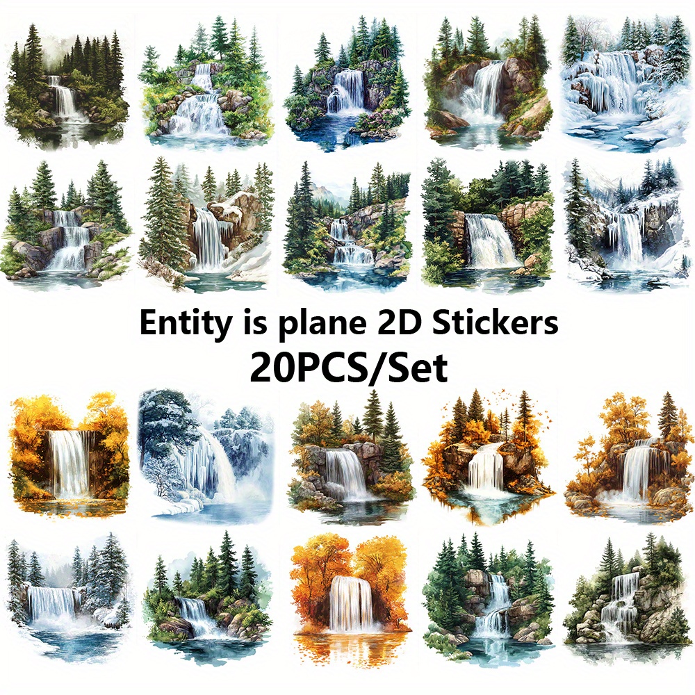TEMU A Pack Of High Mountain Waterfall With Graffiti Stickers, Suitable For Decorating Diy Scrapbooks, Magazines, Photo Albums, Travel Suitcases,