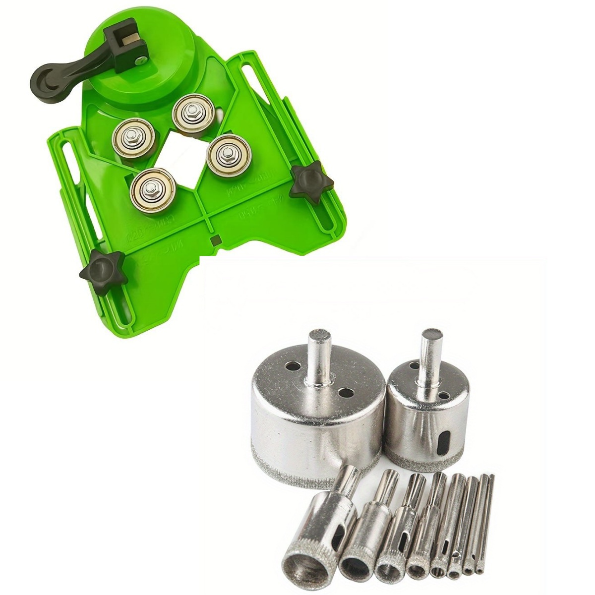 11pcs Diamond Drill Bit Set With Suction Cup Guide - 4mm-83mm, Ideal For Ceramic, Glass, Tiles, Porcelain, Marble, Granite - Includes Versatile Sizes & Accessories, Drill Hole Guide