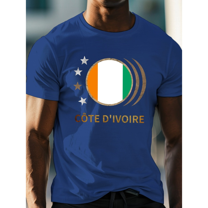 

T-Shirt Homme à Imprimé Patriotique de d' - Col Rond Décontracté, Manches Courtes, Léger & Confortable pour l'Été