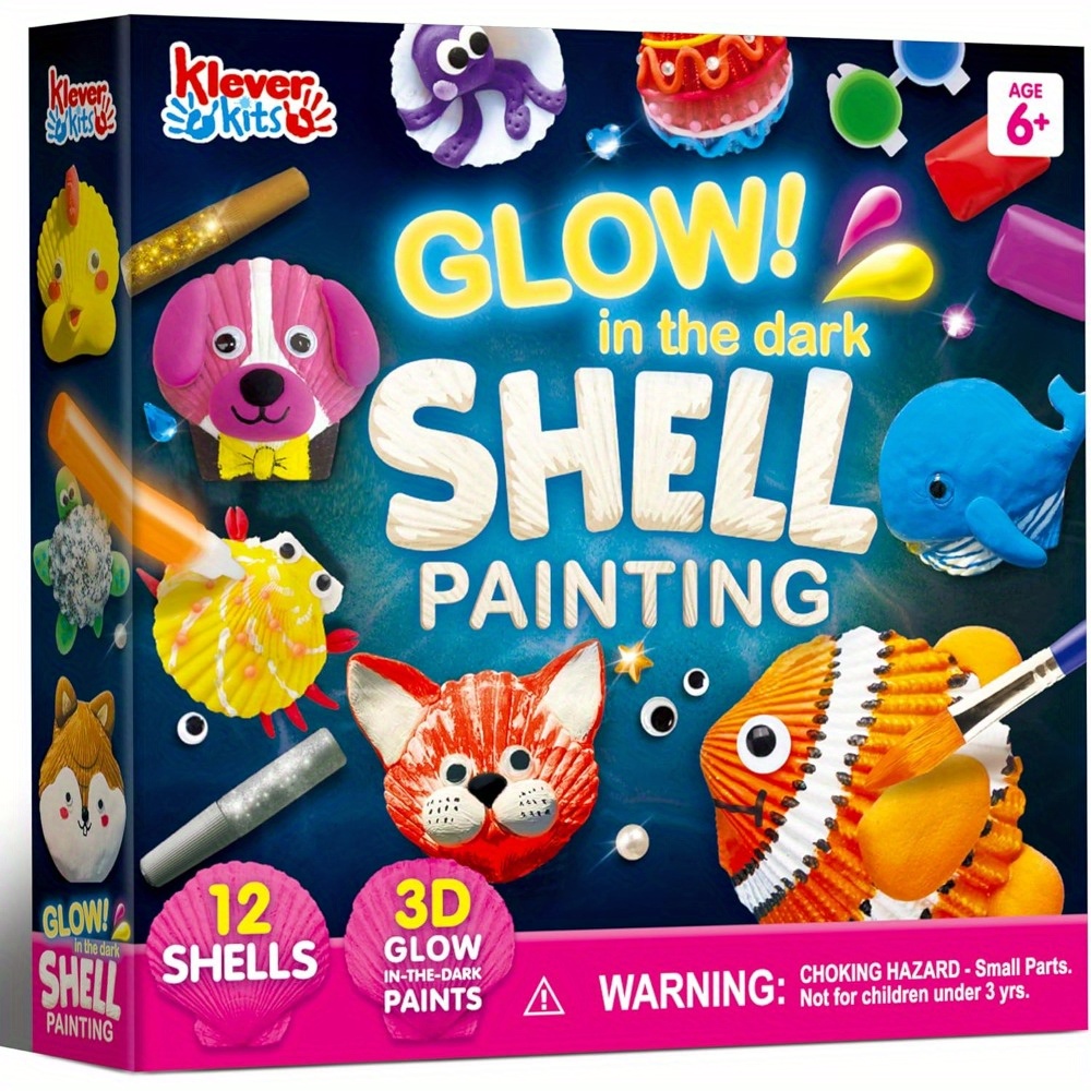 TEMU Syncfun 12 Kids Sea Shell Painting Kit-glow In The Dark-arts & Crafts For Boys And Girls, Art Supplies, Kids Craft Paint Kits, Toys For Birthday