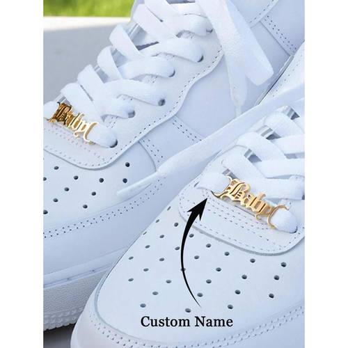 personalized name shoe in golden custom 1 pair shoelace clips lace decoration charm shoe jewelry accessories stainless steel