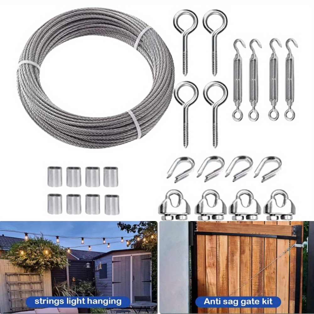 1 Set 3mm 15m Stainless Steel Wire Rope With Strong Toughness 7*7 Weaving Construction