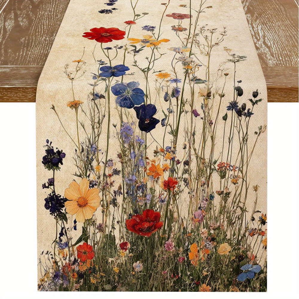 1pc, Pink Warm Table Runner, Conveying Romantic , Suitable For Spring And Summer, Desktop Decorative Cloth Table Runner, Long Print With Clear Patterns, A Home Decoration. Ideal For Family Gatherings