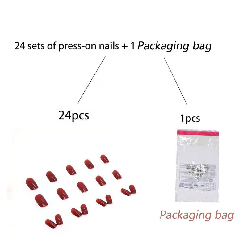TEMU 25pcs(24 Wearable Armor+1packaging Bag) Red Short Square Wear Nails, Simple And Shiny Press-on Wear Nails, With Jelly Glue And Nail File,