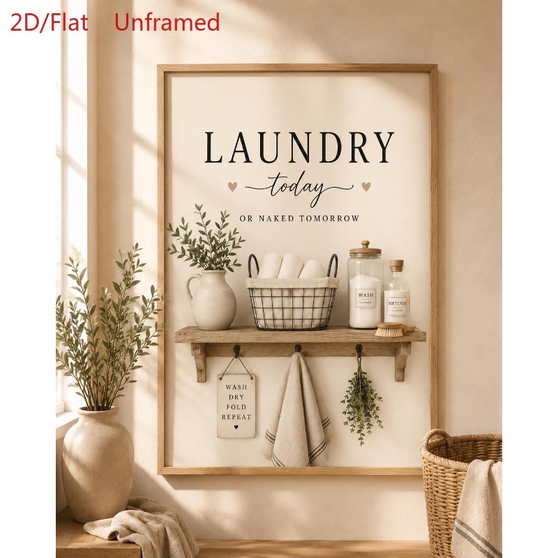 TEMU Affiche sur toile 2D plate, 1 pièce, salle de lavage de ferme, typographie , affiches et d'art mural, cadre, lavage ou nu pour salon, décoration