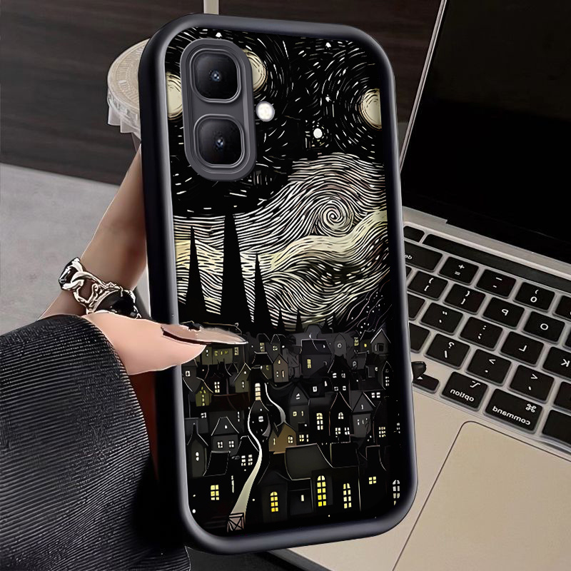 TEMU Funda para Teléfono: Funda Night Swirl Compatible con Infinix Smart 10, Protectora contra Caídas, Antigolpes, Cubierta Trasera Suave