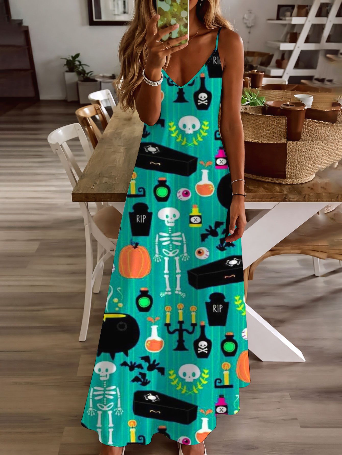 skeleton maxi dress Full Sleeve Skeleton Dress