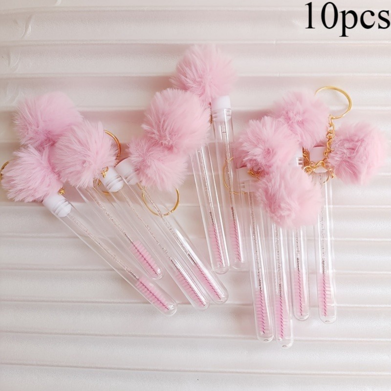 TEMU 10 Piezas de Cepillos Desechables para Limpieza con , Varillas de Máscara, Tubos, de Pelo Sintético, Llavero, Cepillo para Pestañas, Set de