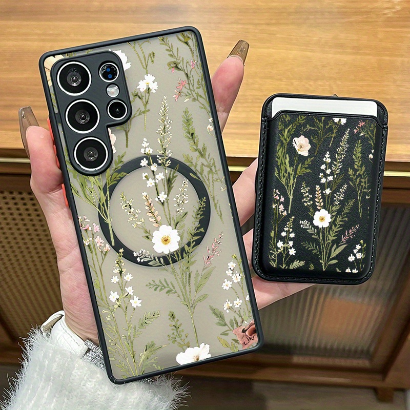 TEMU Phone Case: 2pcs Set Creative Flower Pattern Magnetic Phone Case & Fashionable Luxury Artificial Leather Magnetic Property Multi-functional For