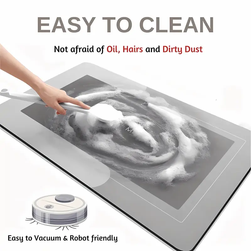 2pcs super absorbent diatomaceous bath mats anti slip fast drying durable polyester fabric with rubber backing machine washable for bathroom living room kitchen floor protection bath mats for bathroom floor sleek mat design antislip mat backing Product details 3