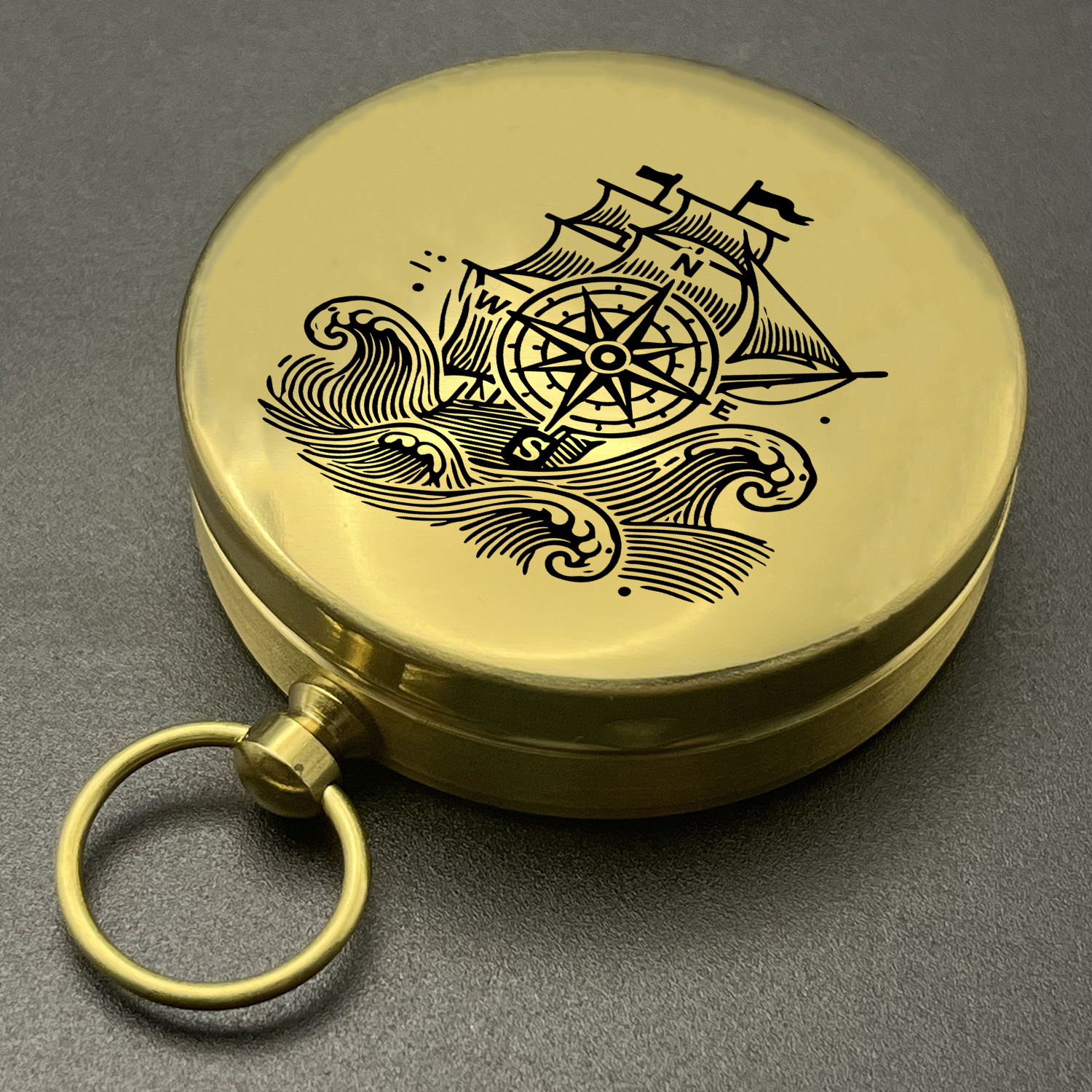 TEMU 1pc, "compass" Design, Vehicle Compass, Traditional Pocket-style Camping Compass, Portable And Sturdy, An Ideal Gift Option.