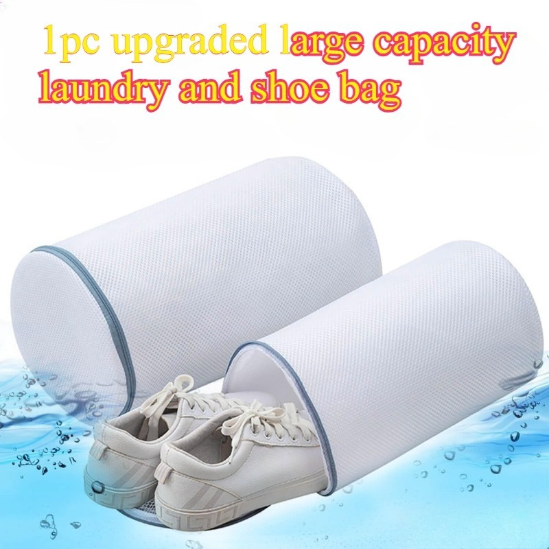 TEMU 1 Cylindrical Shoe Washing Bag, Thickened Honeycomb Mesh Care Bag, Washing Machine-specific Shoe Bag. The Honeycomb Mesh Is Breathable And