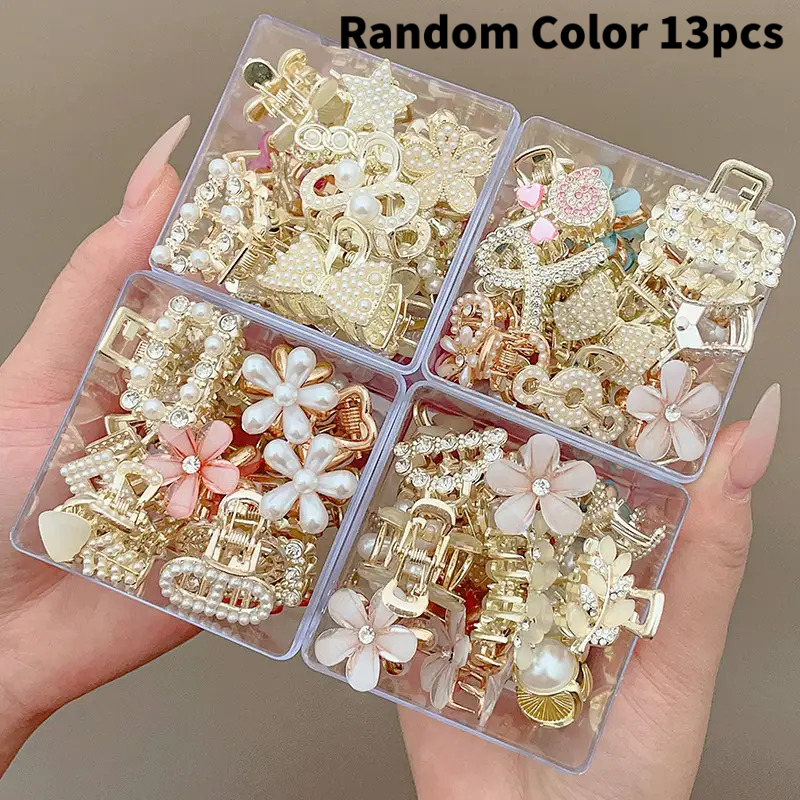 TEMU 13pcs (random Styles) Flower Hair Clip Set - Exquisite Small Clips - Side Hair Clips - Bangs Clips - Elegant Women's Hair Additions With