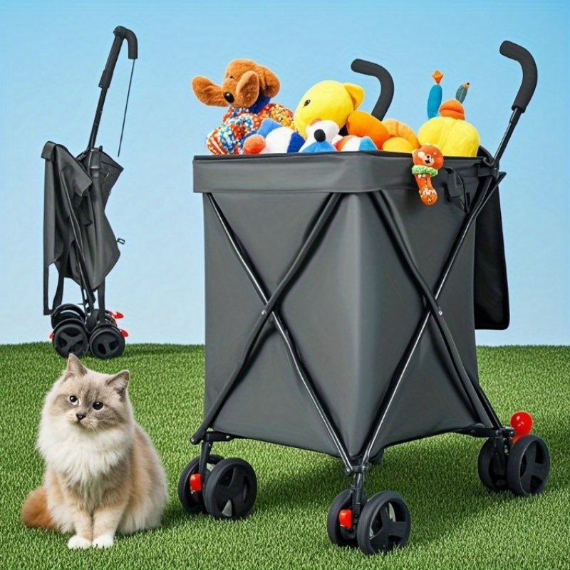 Foldable Cat Stroller - 114x22.5x20cm, Spacious And Comfortable. Lightweight Yet Sturdy, Folding. Top Entry, Quiet Wheels. Perfect For Travel And