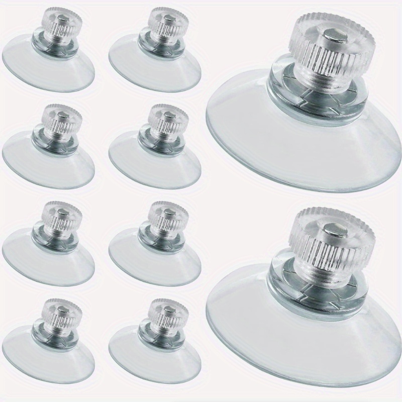 E-shop 10er-Pack Saugnäpfe für Glas, 32 mm metrische M4-Schraube mit 8 mm langer M4-Schraube Kunststoffmutter, transparente PVC-Kunststoff-Saugnäpfe,