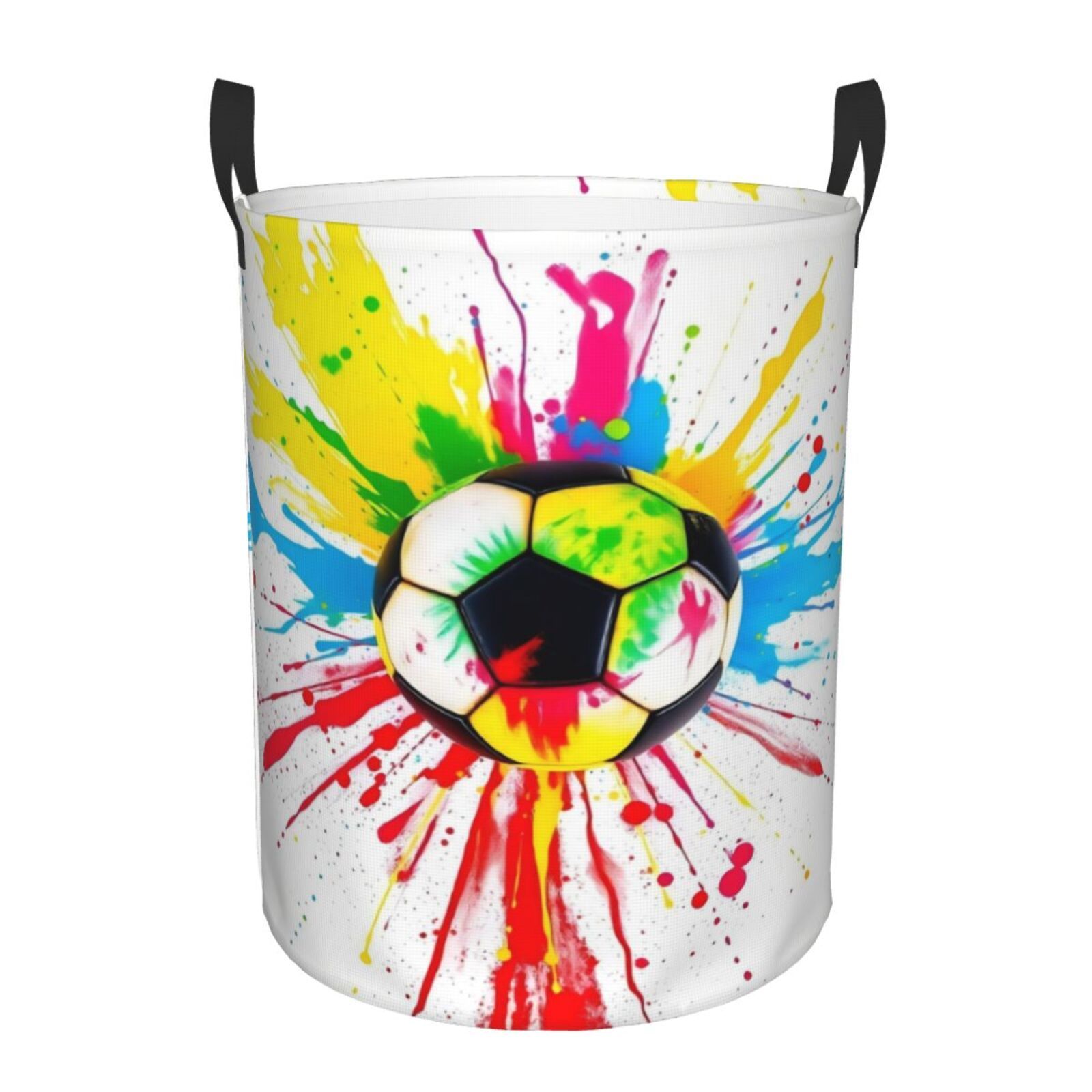 

Graffiti Soccer Ball Waterproof Oxford Fabric Storage Basket, 13.8x16.5 Inches - Foldable & For Laundry, Bedroom, Bathroom, Dorms, Laundry Baskets