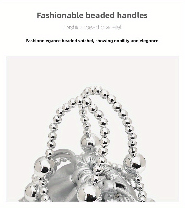 2025 New High-End Casual Chic Crossbody Bag with Adjustable Strap, Hollow Metal Beaded Woven Design & Bead Accents, 7.09x3.15x5.51inch, Golden-Tone Clasp Closure for Everyday Use