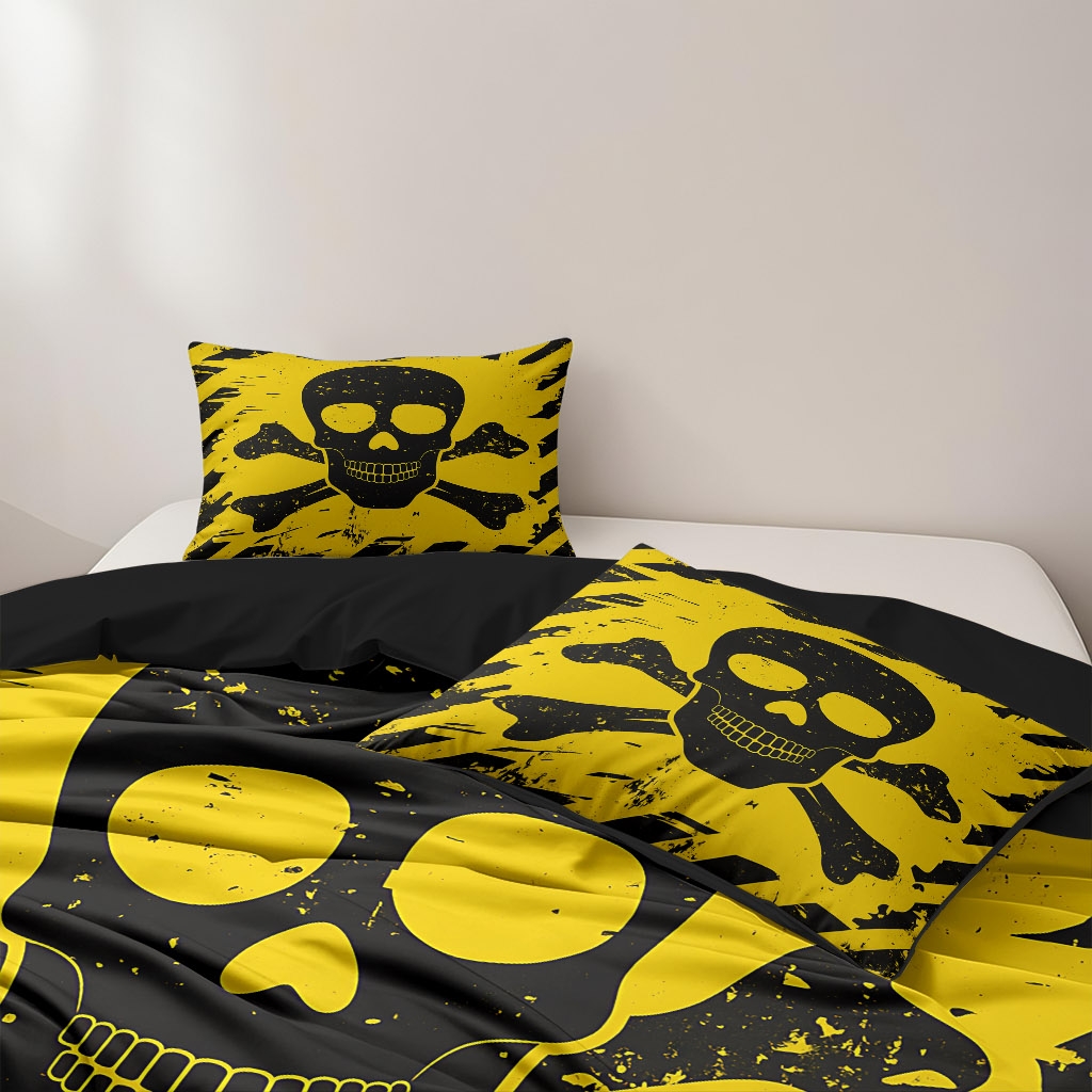 TEMU A Stylish Warning Sign Pattern Bedding In Multiple Sizes, Soft And Skin-friendly, Comfortable And Warm, Machine Washable, Suitable For Bedrooms,