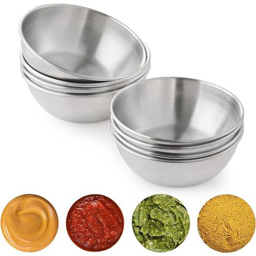 round stainless steel seasoning bowl home kitchen mini dipping sauce small serving bowl