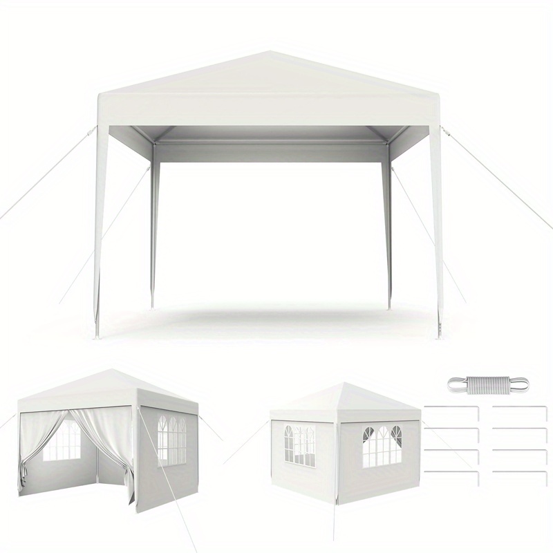 Image of Garden Gazebo Party Tent With 4 Side Panels And Windows Uv Protection, Suitable For Gardens, Parties, Weddings And Picnics (3x3m/3x6m/3x9m, Grey/white)