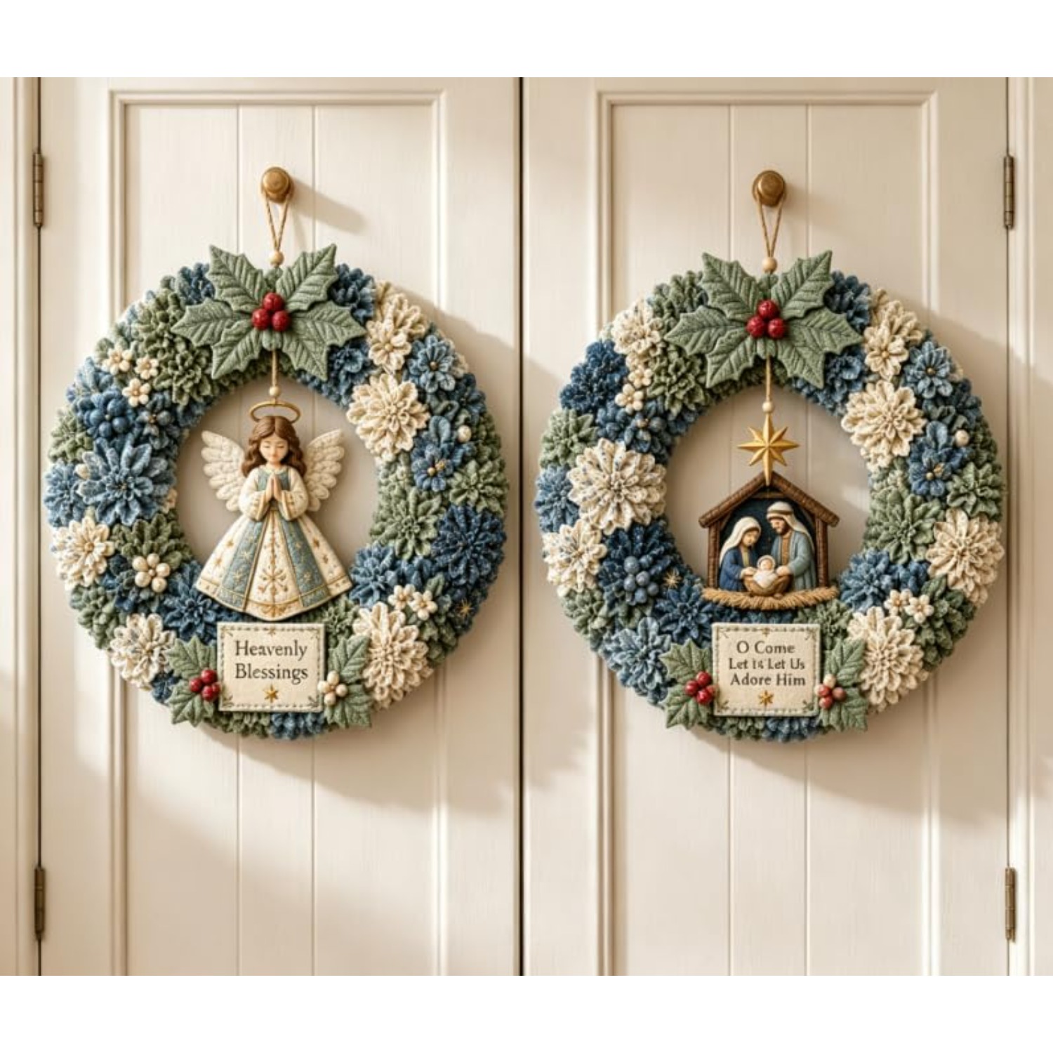 TEMU 2pcs 3d Fabric Wreath Diy Kit For Adults Christmas Holiday Decor