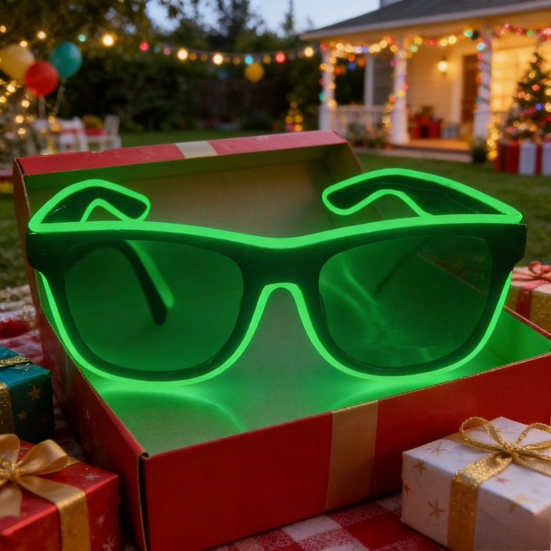 E-shop [LED Party Brille | 5 Lichtquellen Optional](Blau/Rot/Pink/Grün/Lila Optional) Blitzenlicht, PC Rahmen mit Neon Effekt | für Karneval,