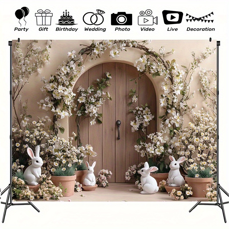 

1pc Classic Polyester Easter Spring Backdrop - 100% Polyester Photography Banner For Parties, Weddings, Birthdays, Photo & Video - No Electricity Needed, Featherless, Ideal For & Decorations