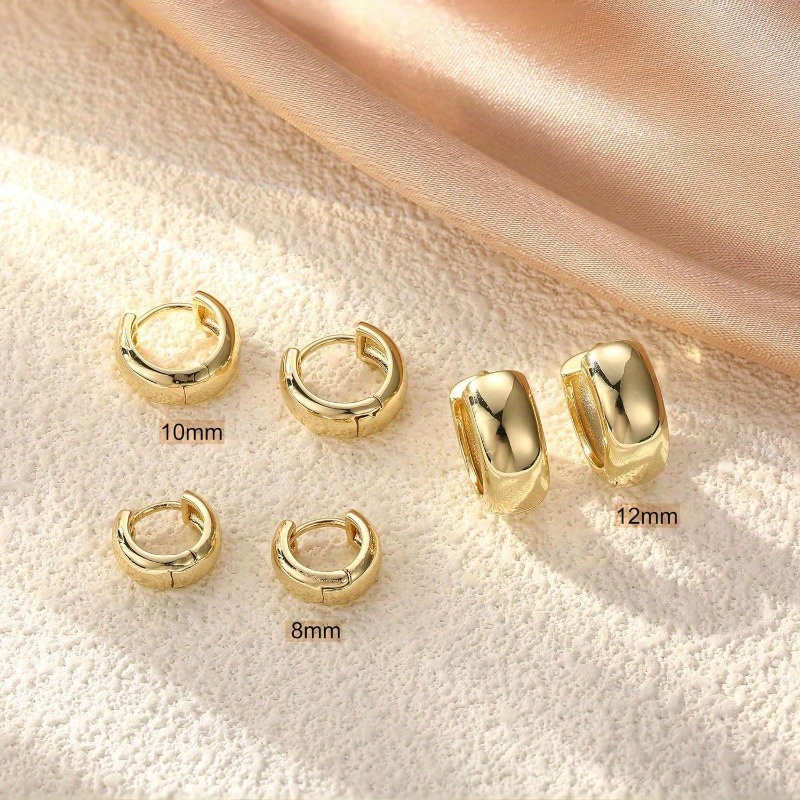 Image of 6pcs Small Chunky Golden Hoop Earrings For Women - Hypoallergenic Earrings For Sensitive Ears Earrings Set Thick Huggie Hoops Earring Jewelry