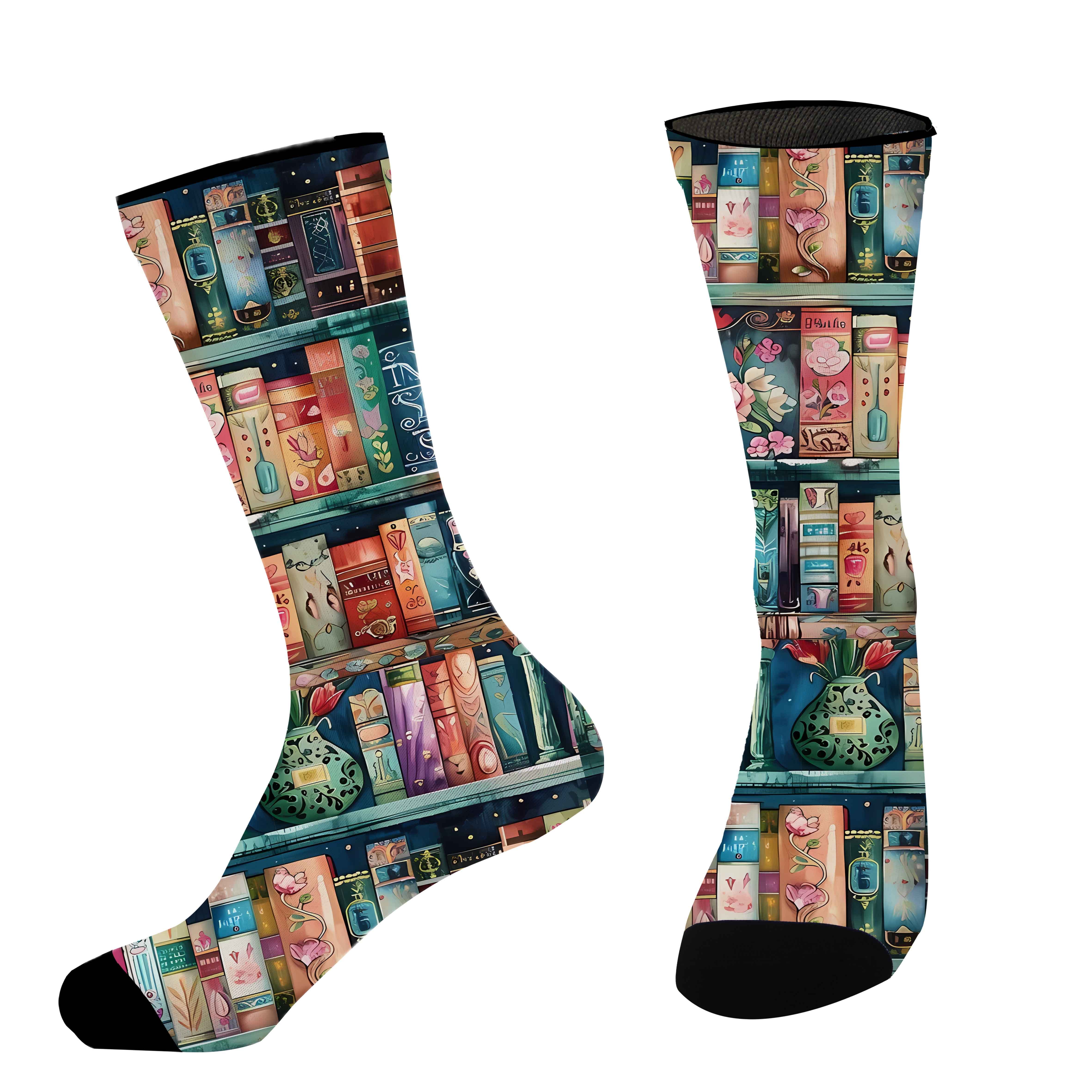 TEMU 1 Pair Socks, Fashion Pattern, Polyester & Elastane Blend-soft And Comfortable Leisure Socks, Breathable Sweat-absorbent Sports Socks